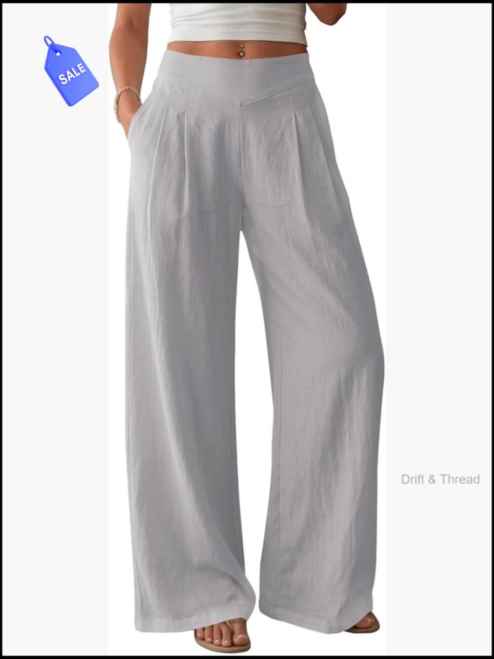 Wide Leg Linen Pants Lounge Elastic Waist Summer Travel Pants